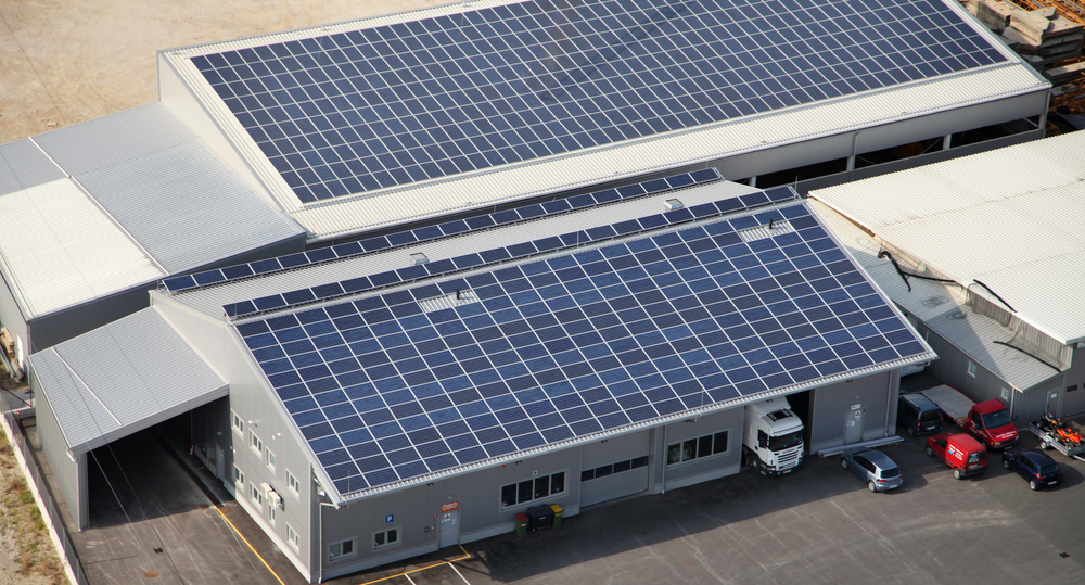 Solar Panel Array Rooftop Warehouse Shutterstock